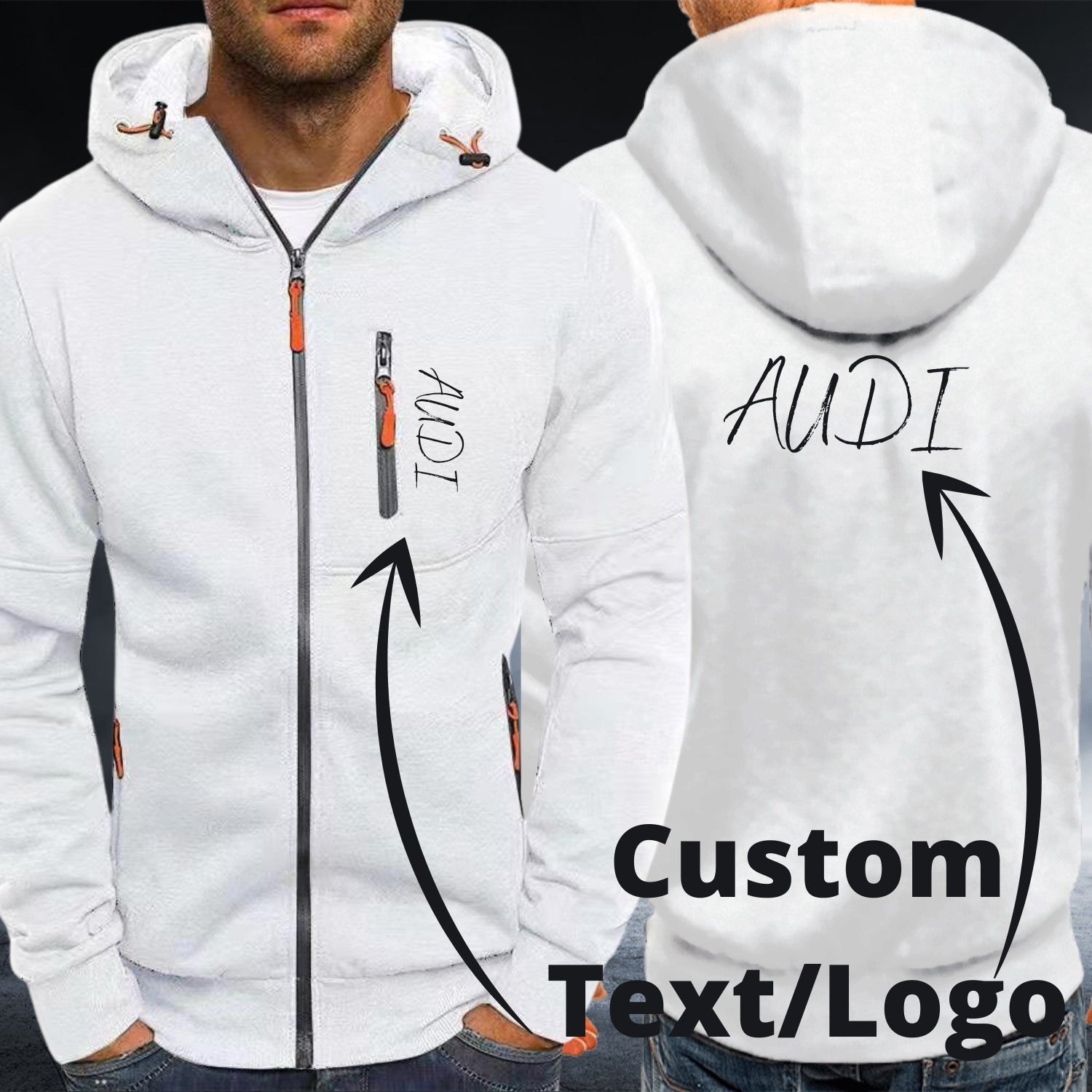 Personalized Custom Text/Logo White Autumn Hoodie - Top Content | POD Collection | Free Shipping