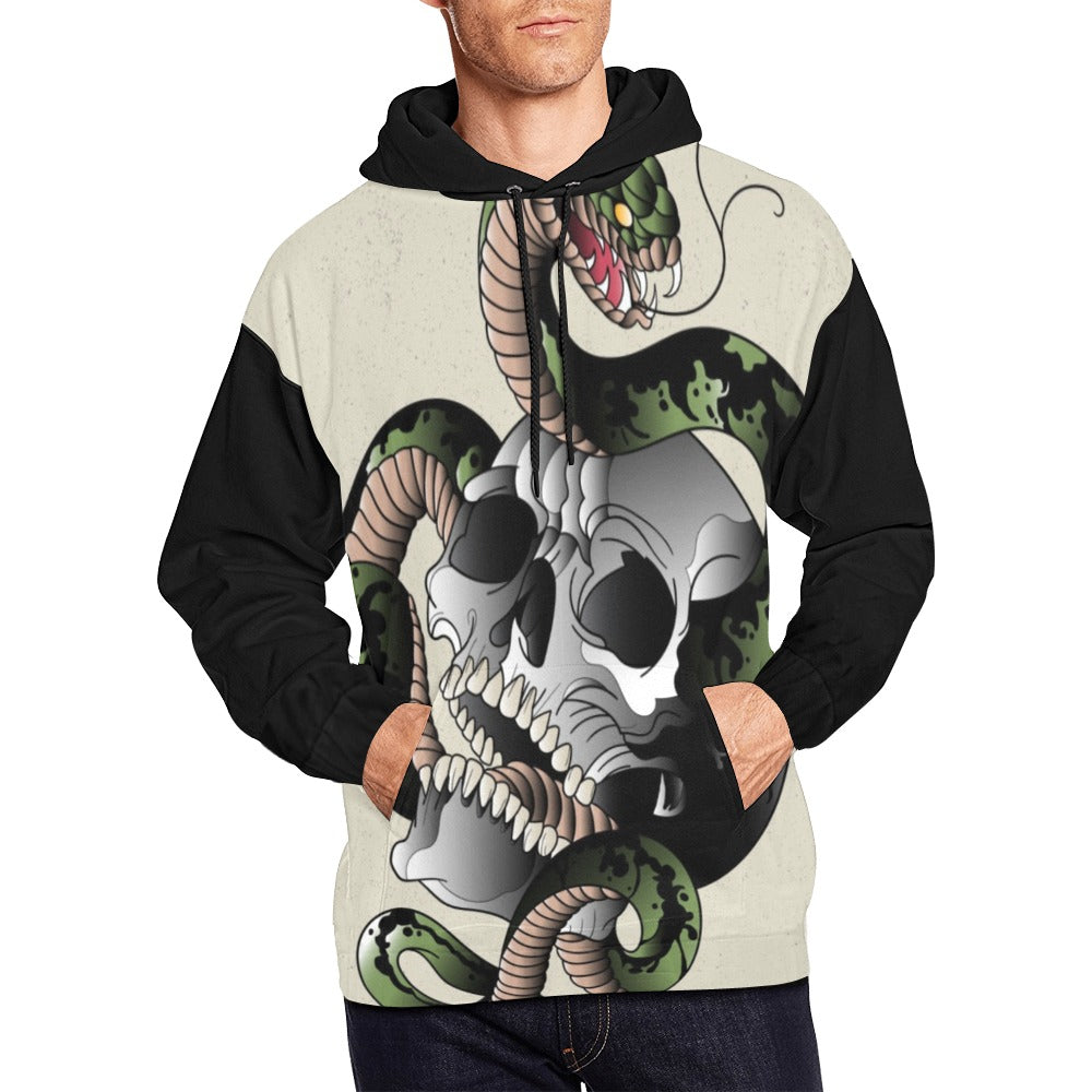 Skull Snake All Over Print Hoodie