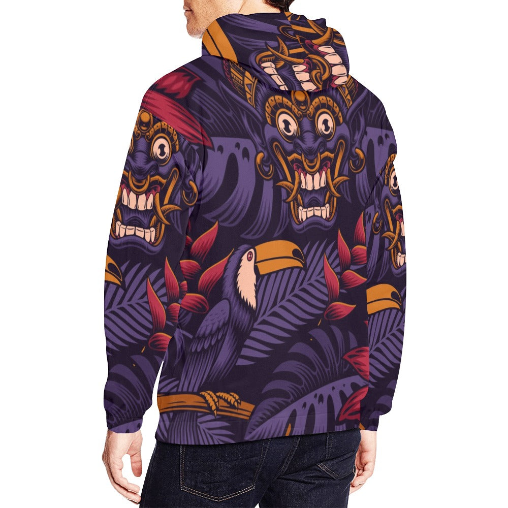 Tropical Seamless With Exotic Plants Birds All Over Print Hoodie