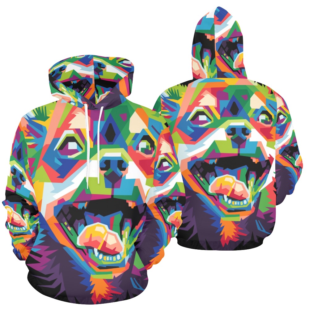 Colorful Dog Head All Over Print Hoodie