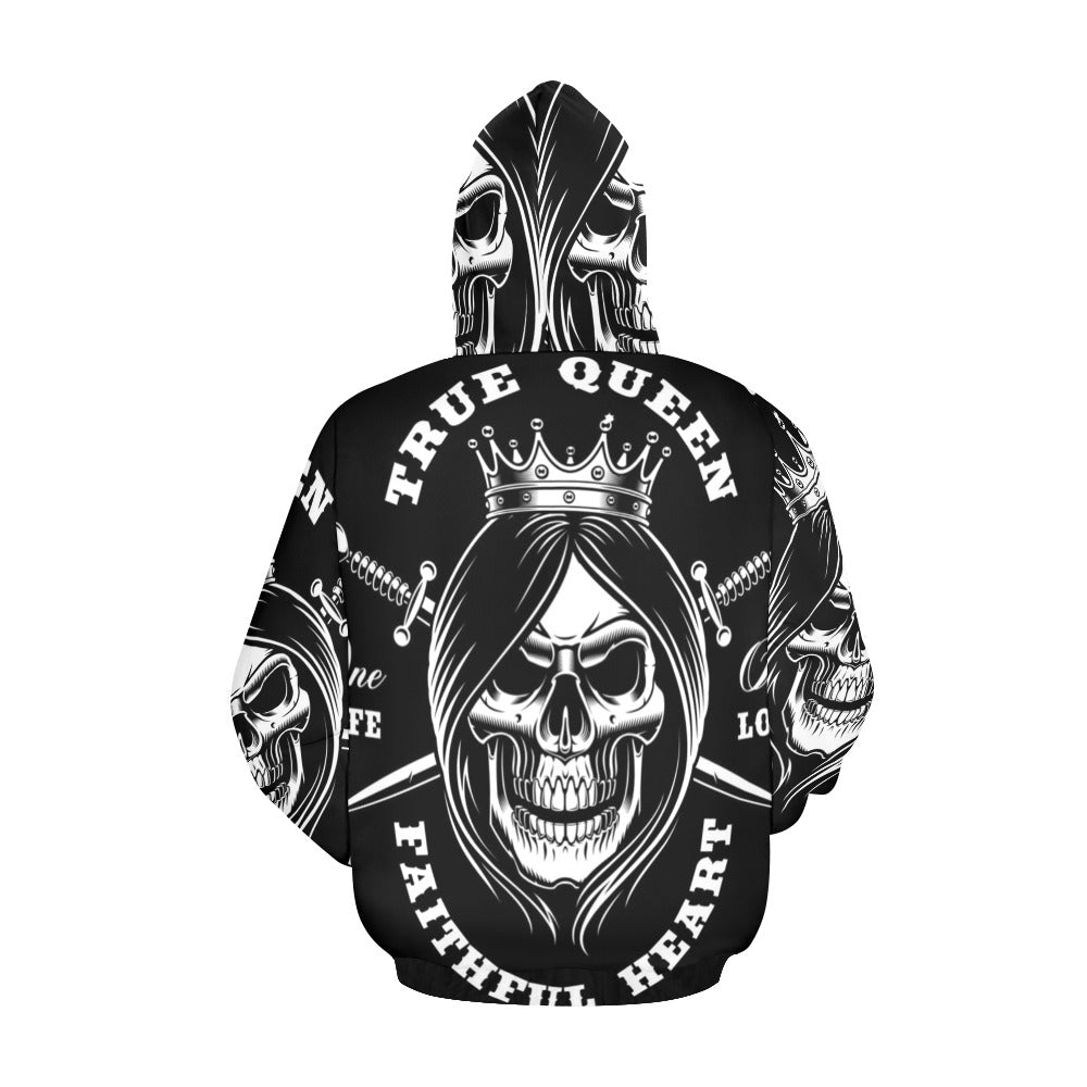 Queen Skull All Over Print Hoodie