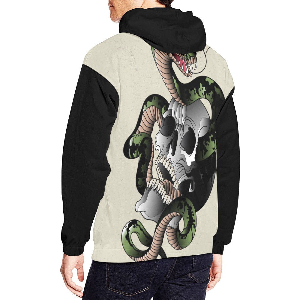 Skull Snake All Over Print Hoodie