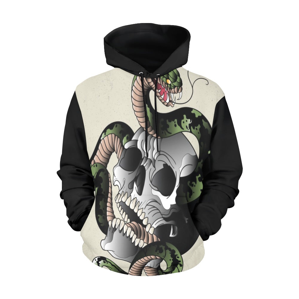 Skull Snake All Over Print Hoodie