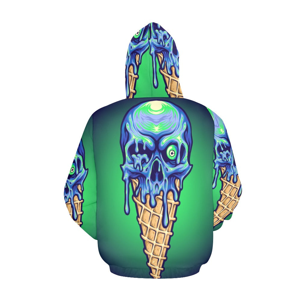 Scary Skull Eyes Ice Cream Melt Horror All Over Print Hoodie