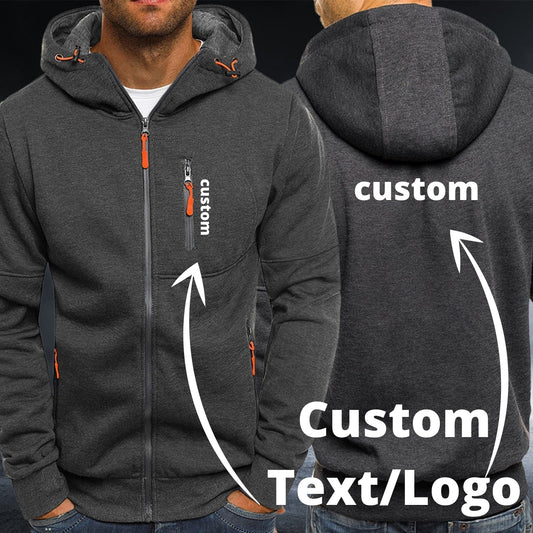 Personalized Custom Text/Logo Grey Autumn Hoodie - Top Content | POD Collection | Free Shipping