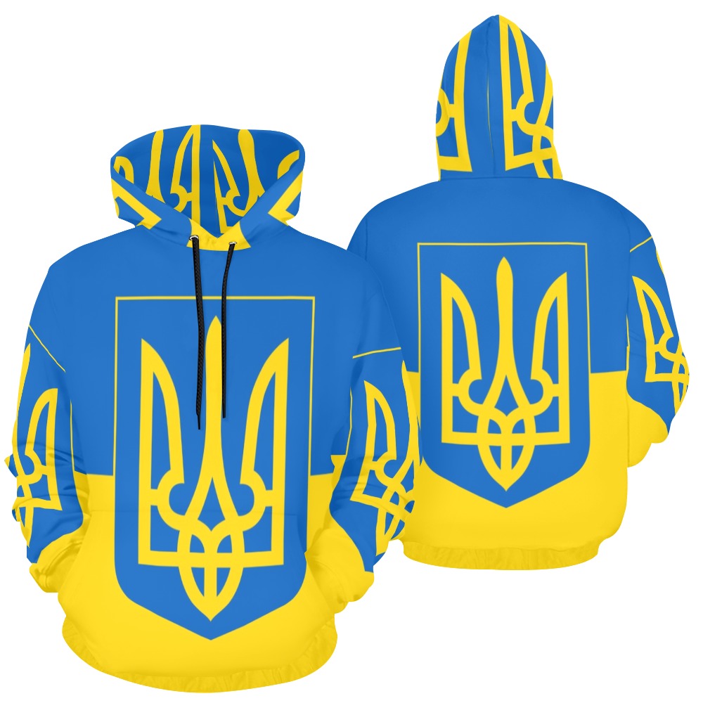 Flag And Coat Of Arms Of Ukraine All Over Print Hoodie