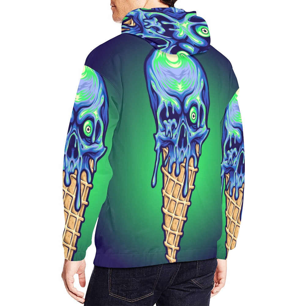 Scary Skull Eyes Ice Cream Melt Horror All Over Print Hoodie