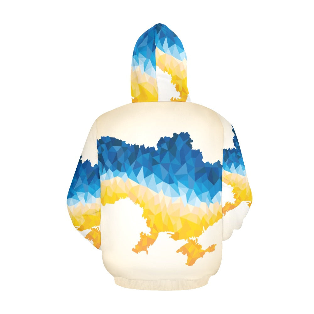 Polygonal Map Of Ukraine All Over Print Hoodie