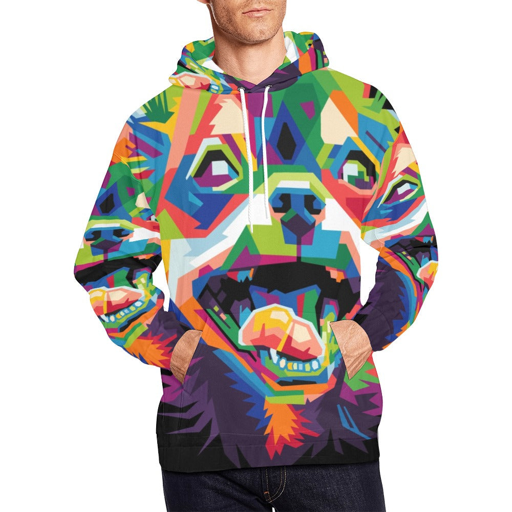 Colorful Dog Head All Over Print Hoodie