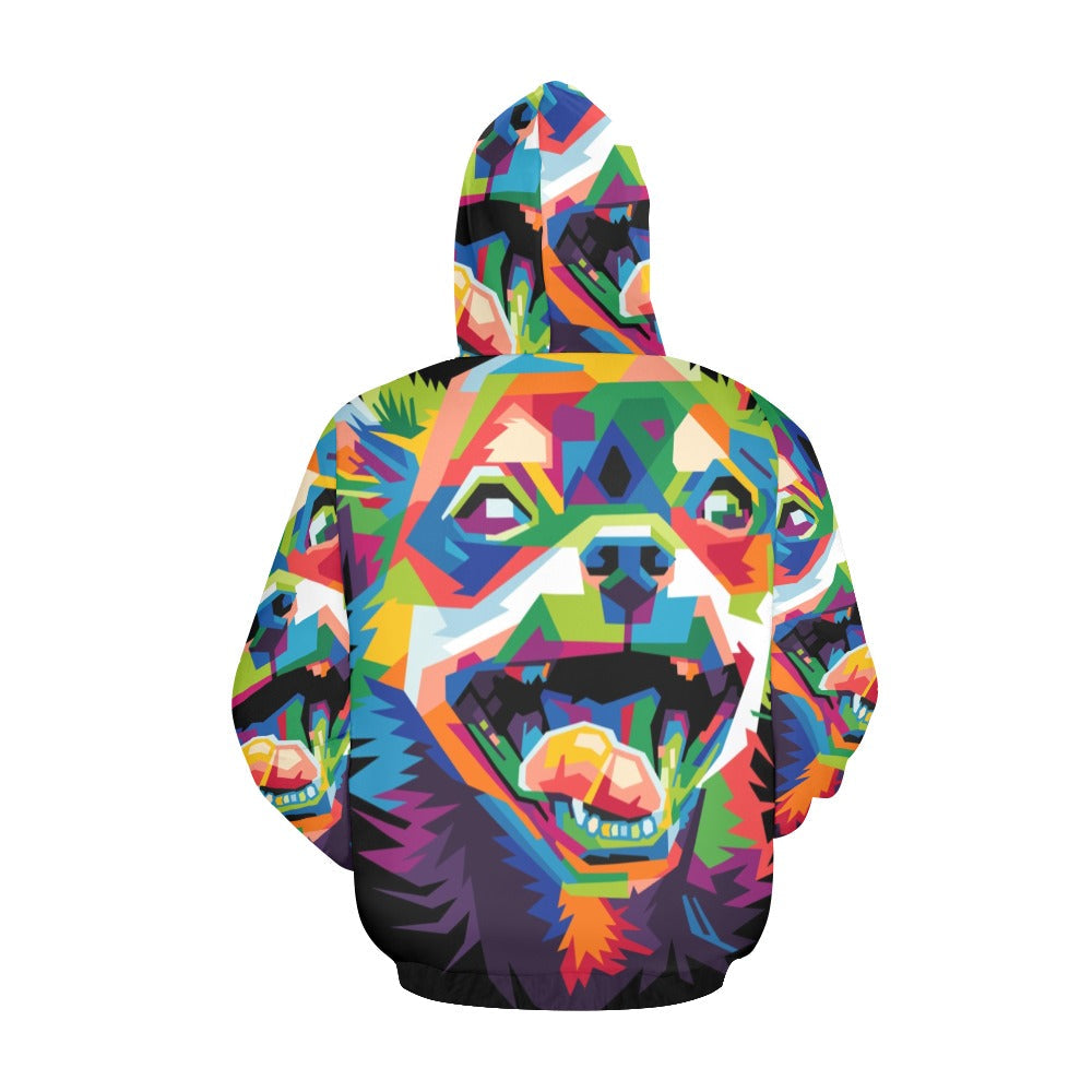 Colorful Dog Head All Over Print Hoodie