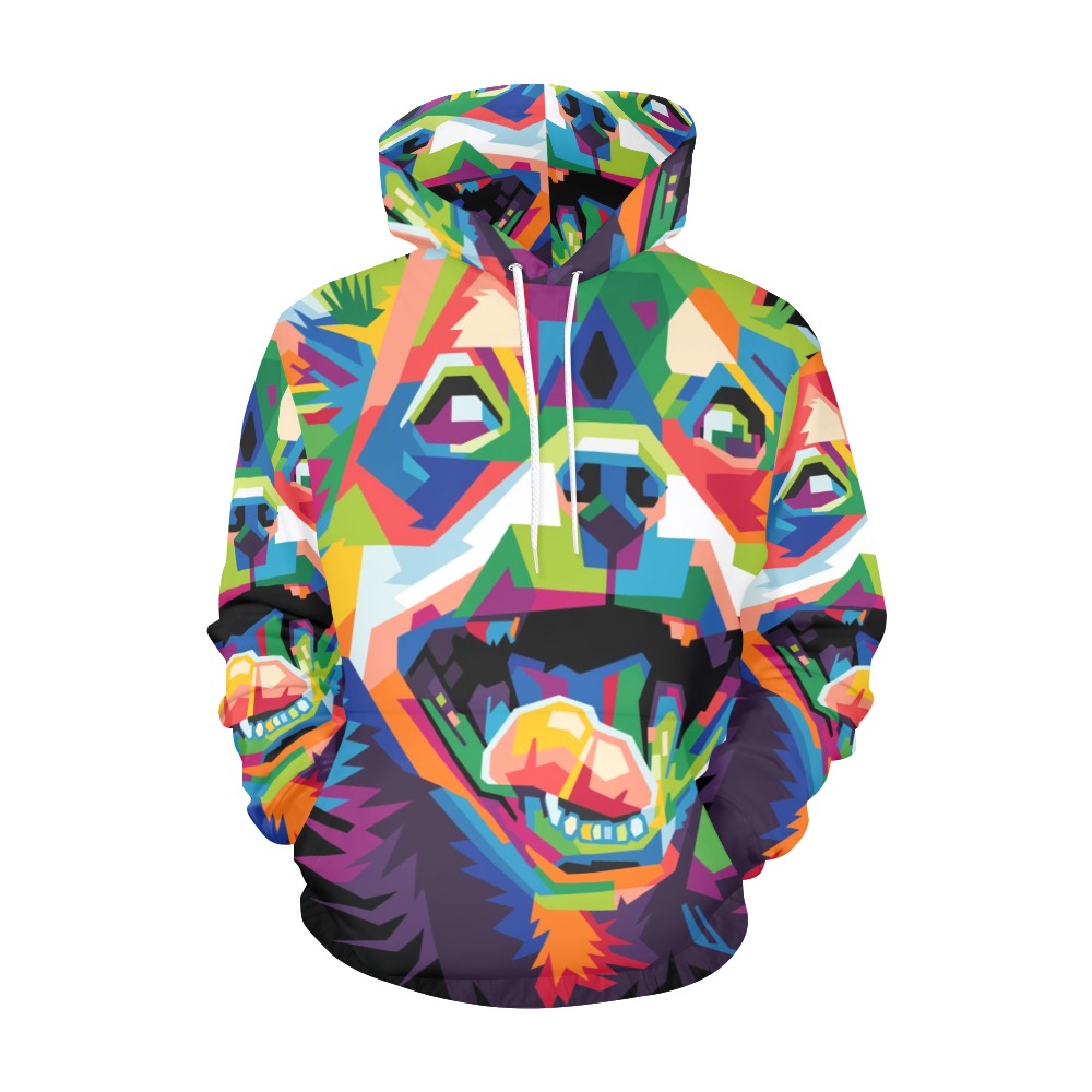 Colorful Dog Head All Over Print Hoodie