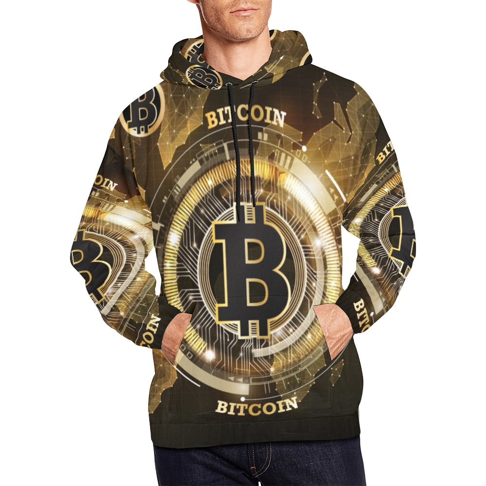 Bitcoin Digital Currency World Map All Over Print Hoodie