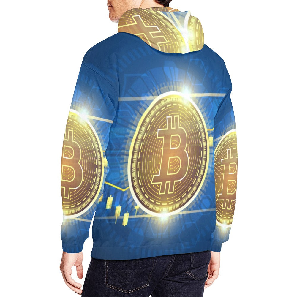 Technical Graph Bitcoin Futuristic Concept All Over Print Hoodie