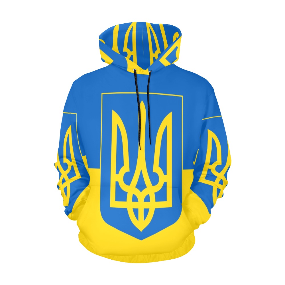 Flag And Coat Of Arms Of Ukraine All Over Print Hoodie