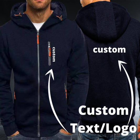 Personalized Custom Text/Logo Dark Blue Autumn Hoodie - Top Content | POD Collection | Free Shipping