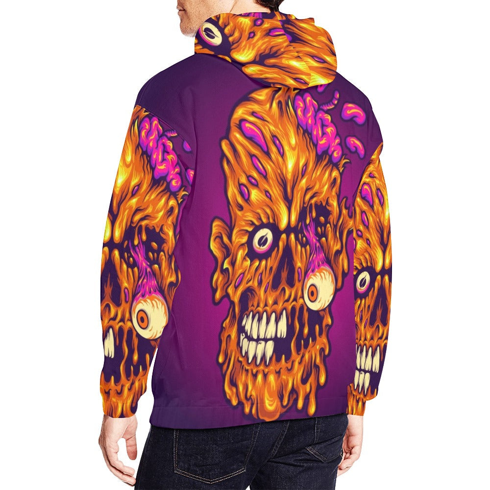 Zombie Creepy Head Horror All Over Print Hoodie