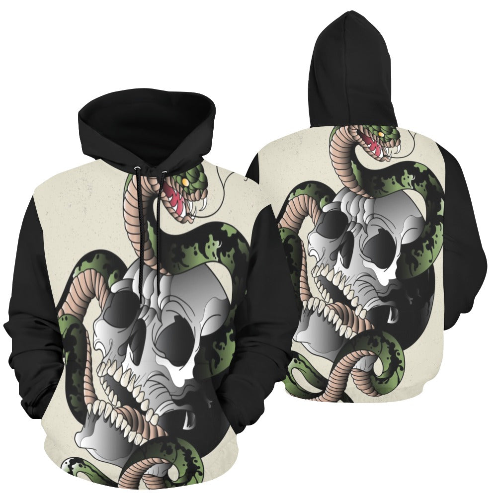 Skull Snake All Over Print Hoodie