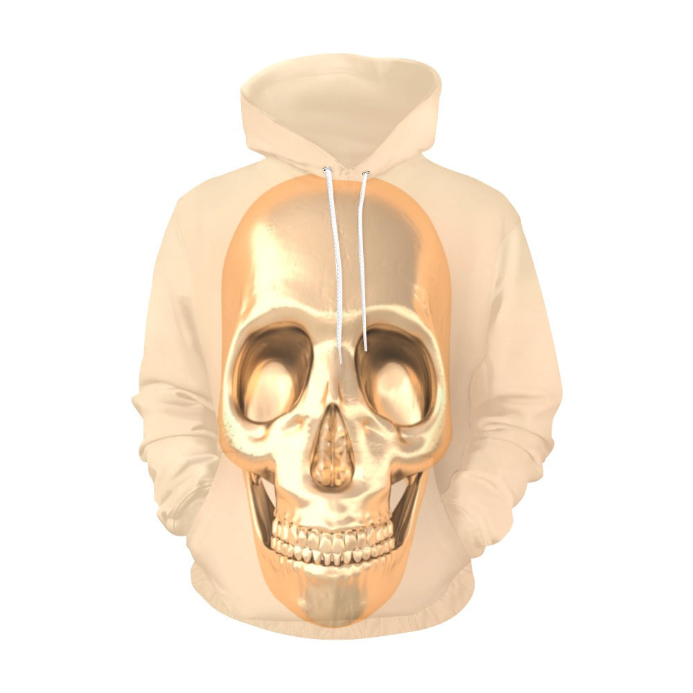 Golden 3D Skull All Over Print Hoodie