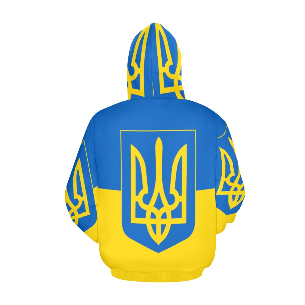 Flag And Coat Of Arms Of Ukraine All Over Print Hoodie