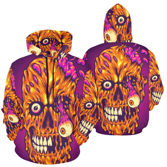 Zombie Creepy Head Horror All Over Print Hoodie