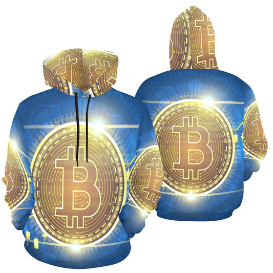 Technical Graph Bitcoin Futuristic Concept All Over Print Hoodie