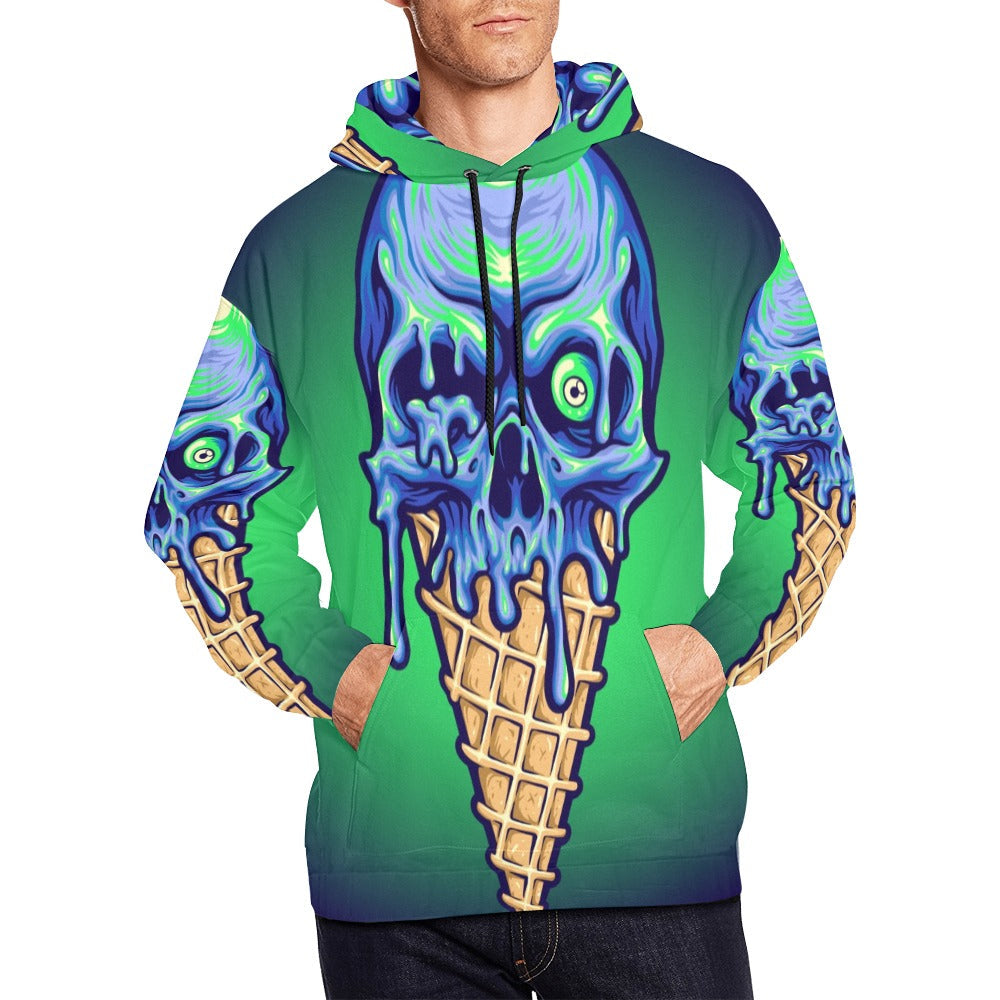 Scary Skull Eyes Ice Cream Melt Horror All Over Print Hoodie