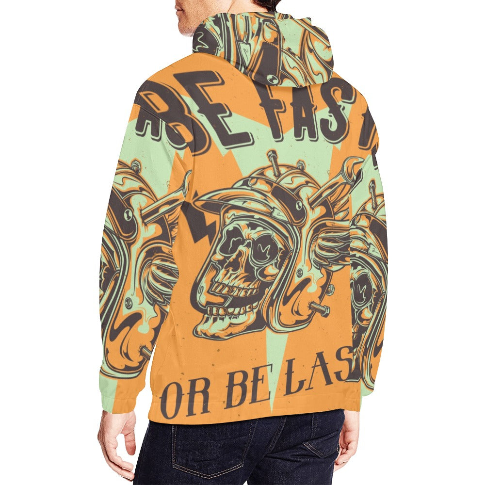 Skull Damaged Motorcycle Helmet All Over Print Hoodie