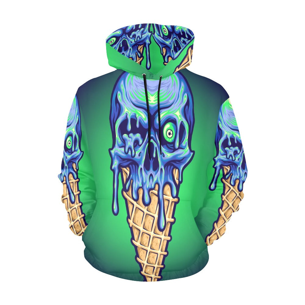 Scary Skull Eyes Ice Cream Melt Horror All Over Print Hoodie