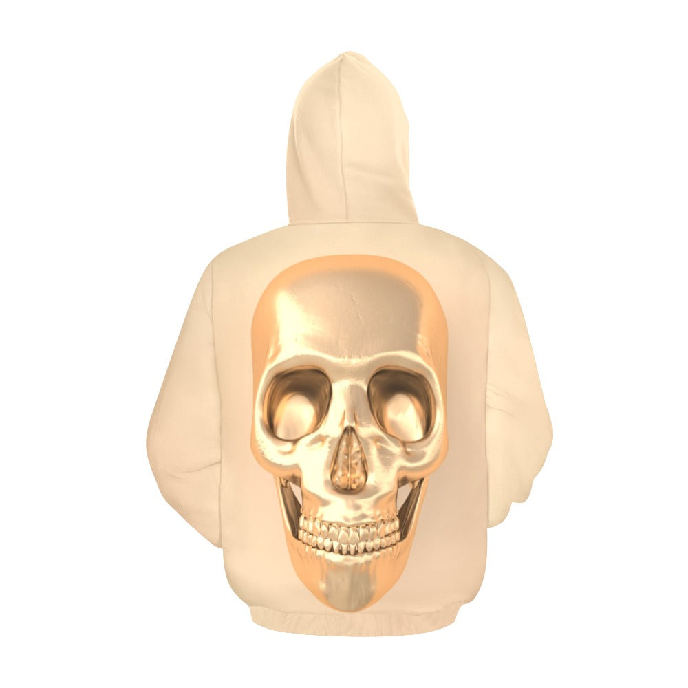 Golden 3D Skull All Over Print Hoodie