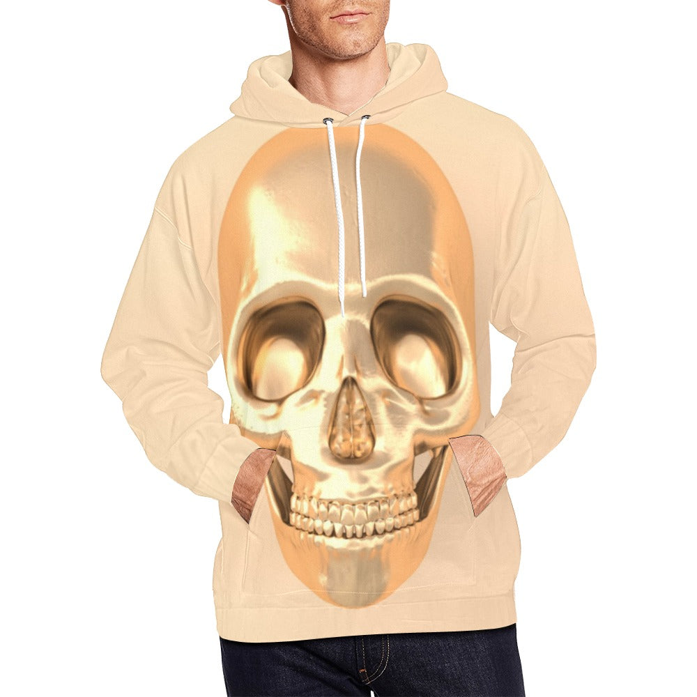 Golden 3D Skull All Over Print Hoodie