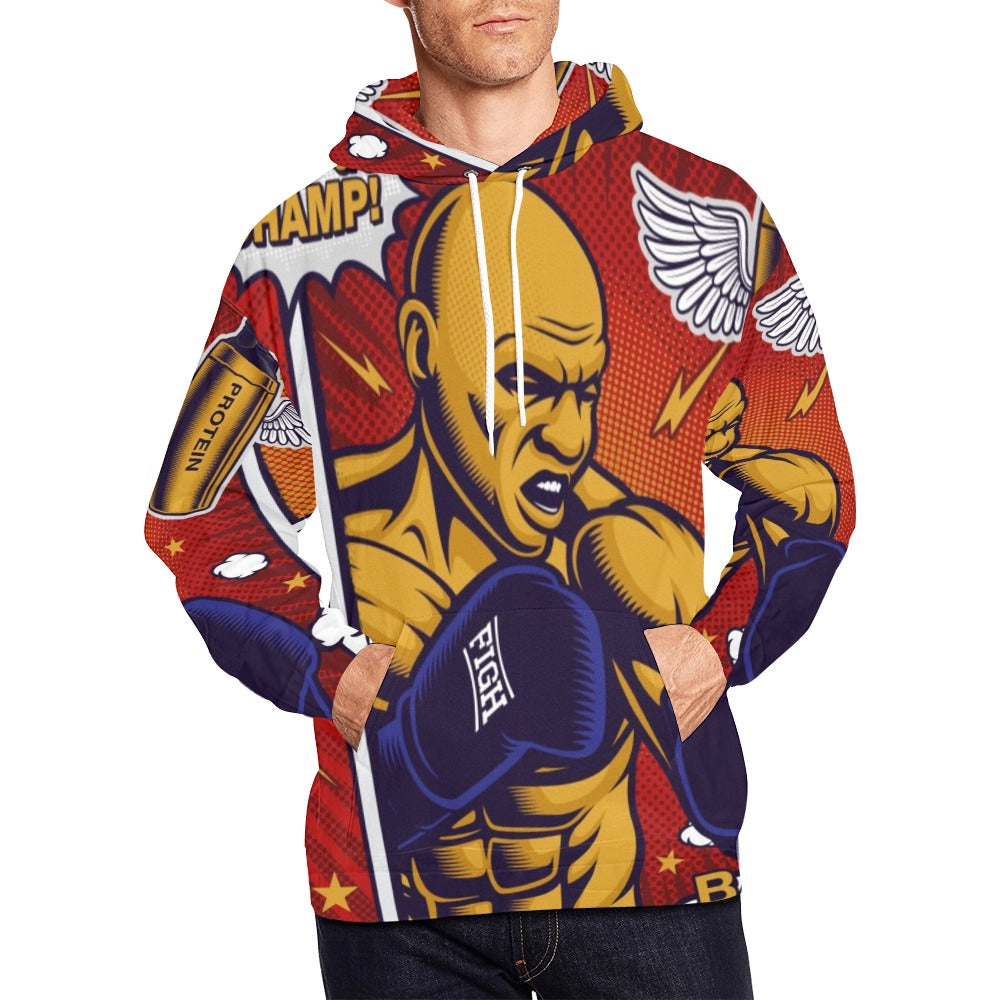 Fitness Center Pop Art Style Bodybuilder All Over Print Hoodie