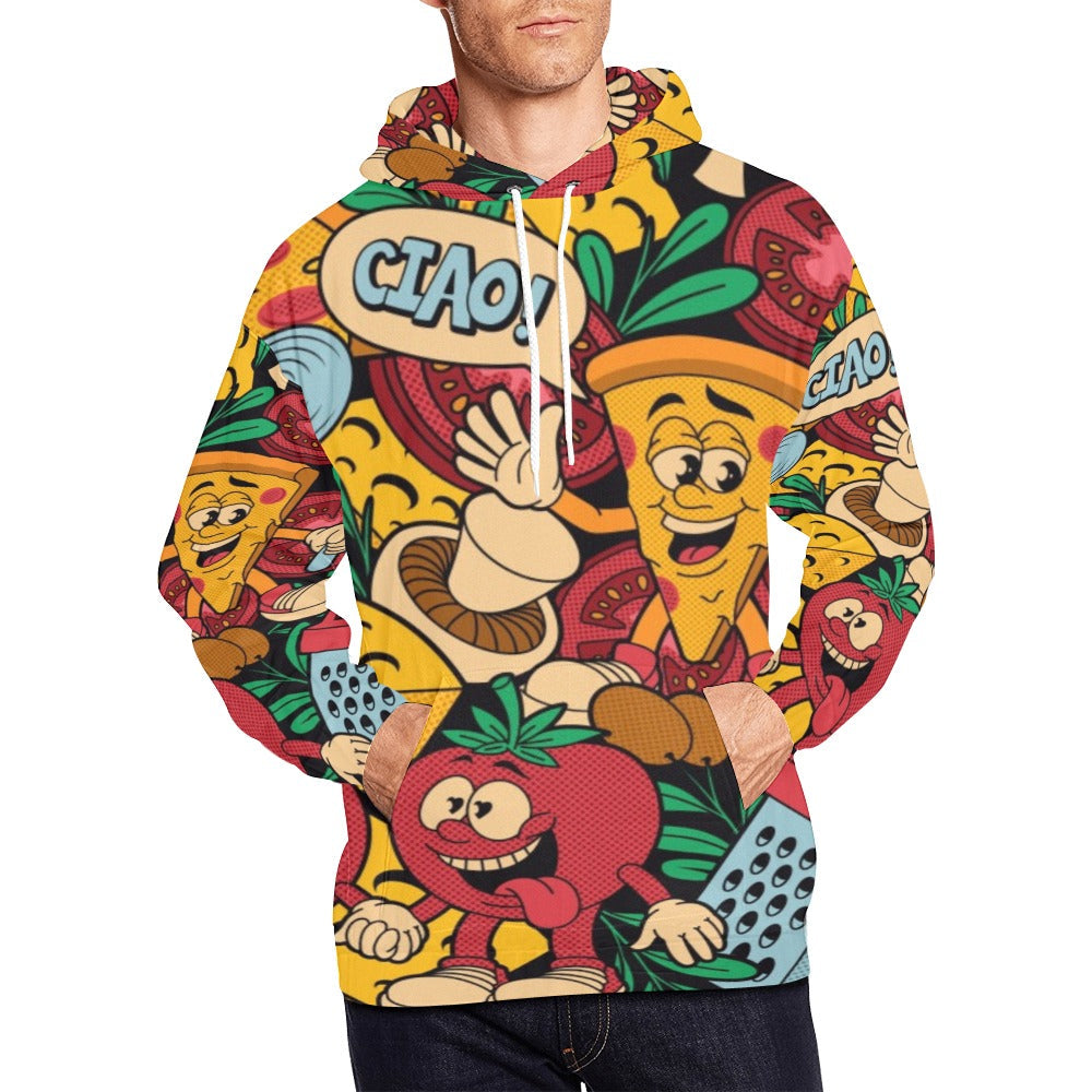 Colorful Pizza Cartoon Style All Over Print Hoodie