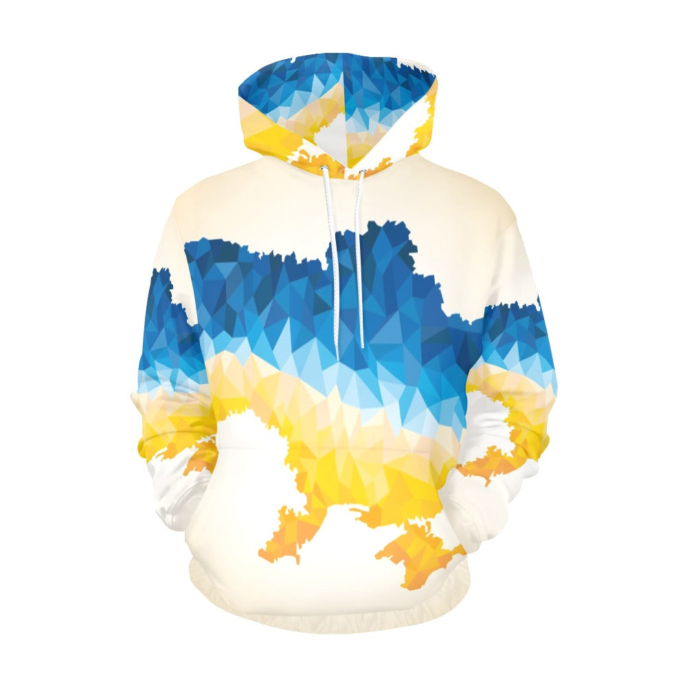 Polygonal Map Of Ukraine All Over Print Hoodie