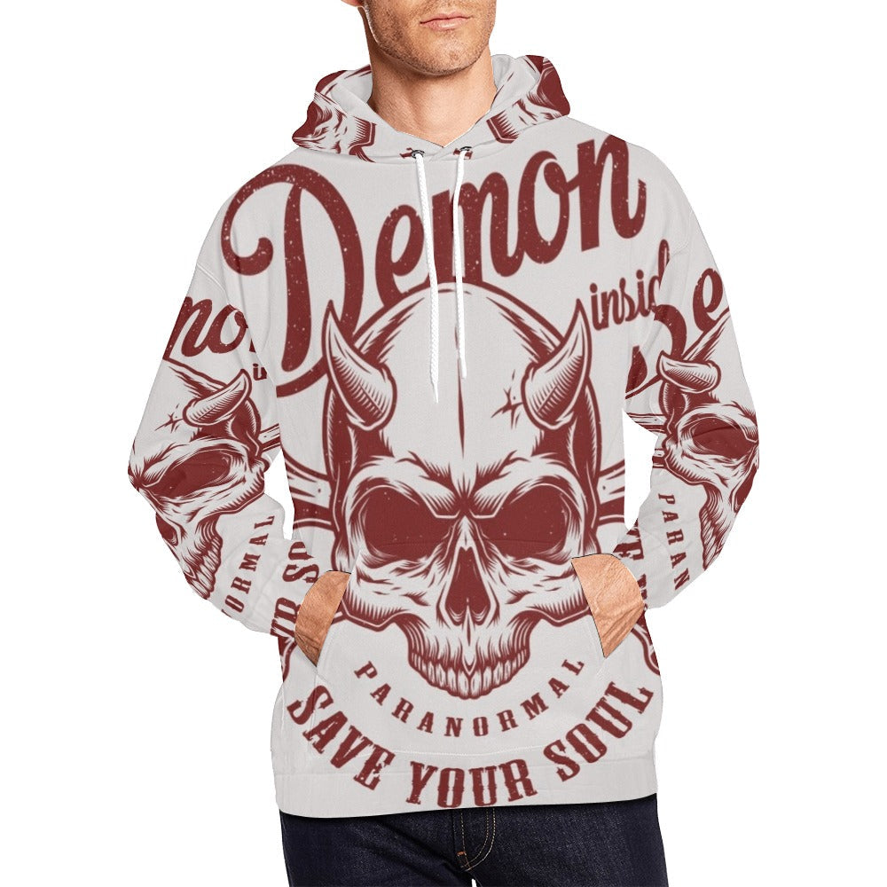 Skull With Horns Bones All Over Print Hoodie