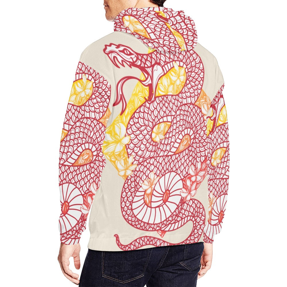 Tattoo Art Snake Flower All Over Print Hoodie