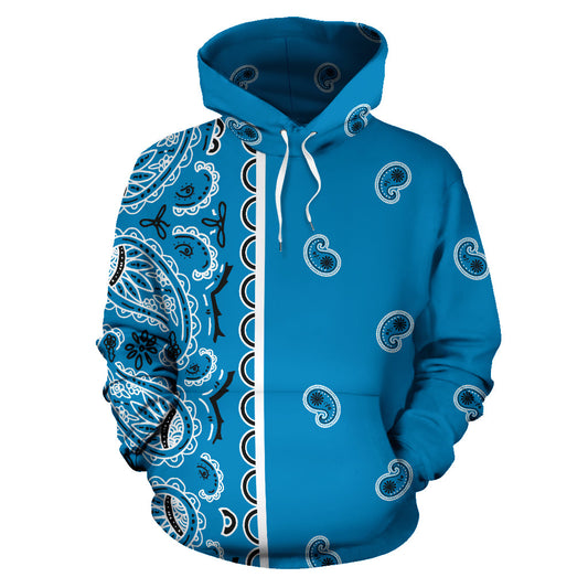 Sky Blue Bandana Asymmetrical Pullover Hoodie