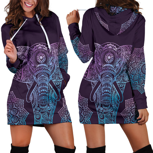 Elephant Mandala Hoodie Dress