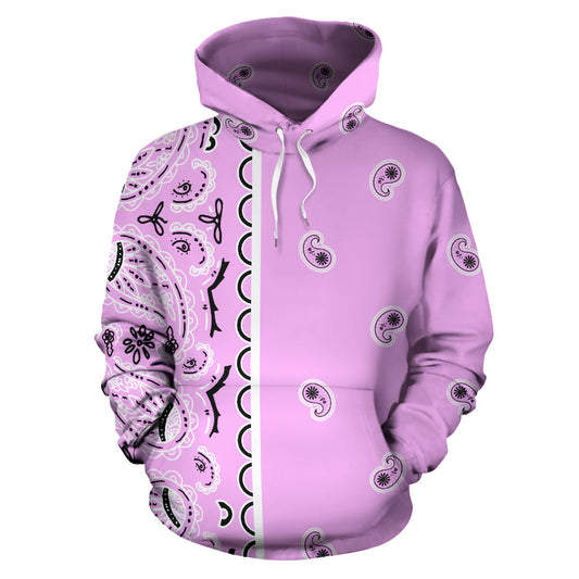 Pink Bandana Asymmetrical Pullover Hoodie