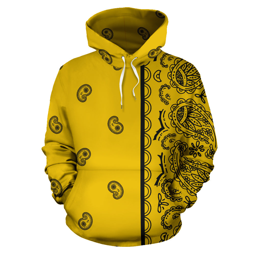 Gold and Black Bandana Asymmetrical Pullover Hoodie