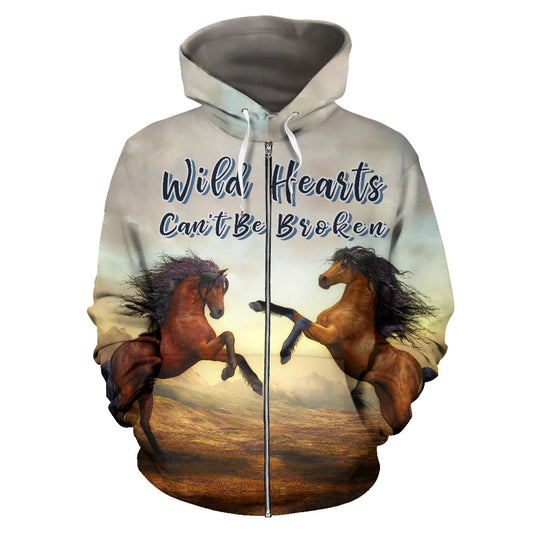 Wild Hearts Can't Be Broken All Over Print Zip-Up Hoodie