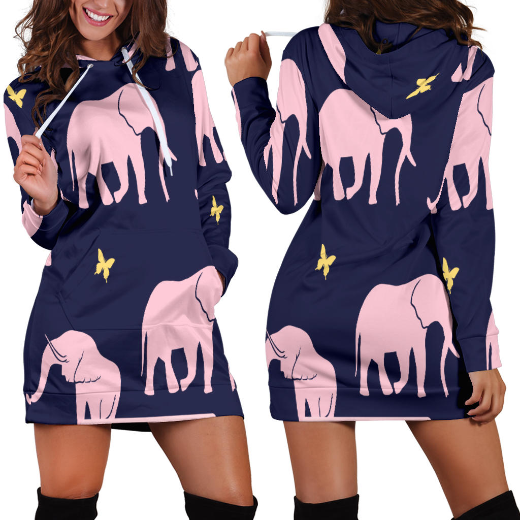 Pink Elephants Hoodie Dress