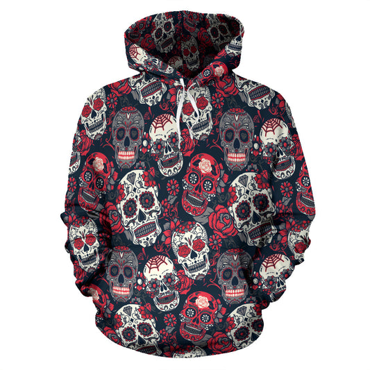 Red & White Skull s Hoodie