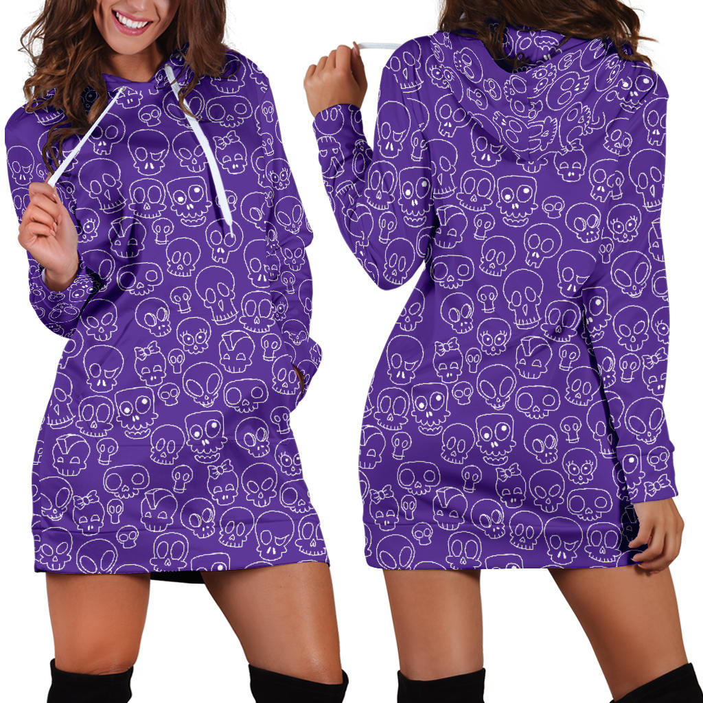 Purple Skull Hoodie Dress | Premium Ladies Hoodie Dress