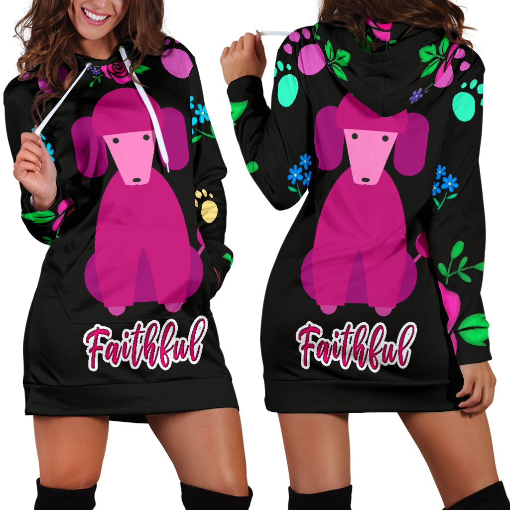 Faithful Poodle Dog Hoodie Dress Cute Poodle Dogs