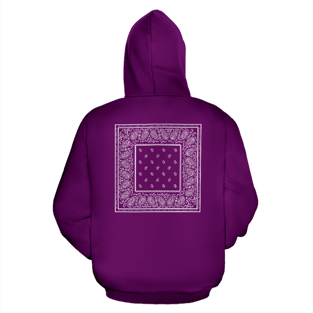 Back Print Wild Plum Bandana Pullover Hoodie