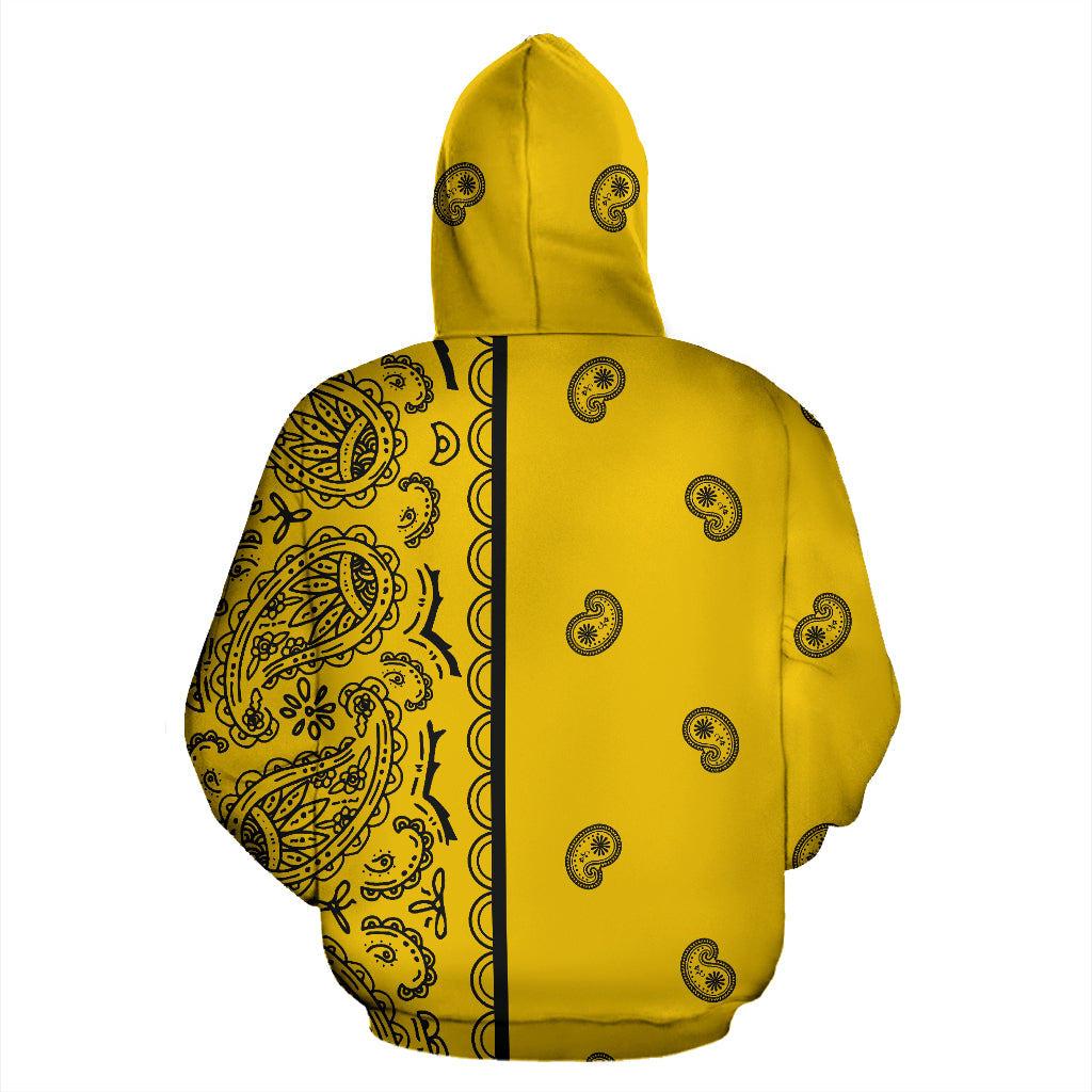 Gold and Black Bandana Asymmetrical Pullover Hoodie