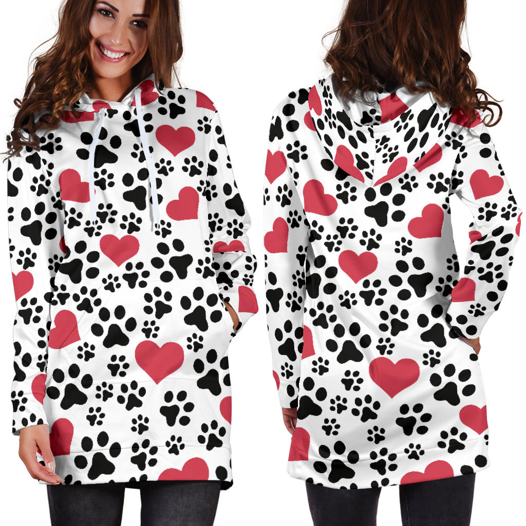 Women`s Hoodie Dress Dog Prints | Premium Ladies Hoodie Dress