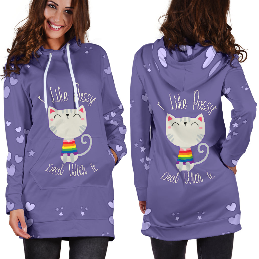 I Like Pussy Deal With It Hoodie Dress