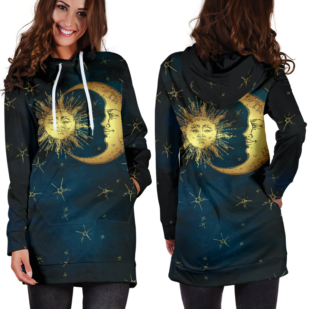 Gold Sun and Moon Hoodie Dress