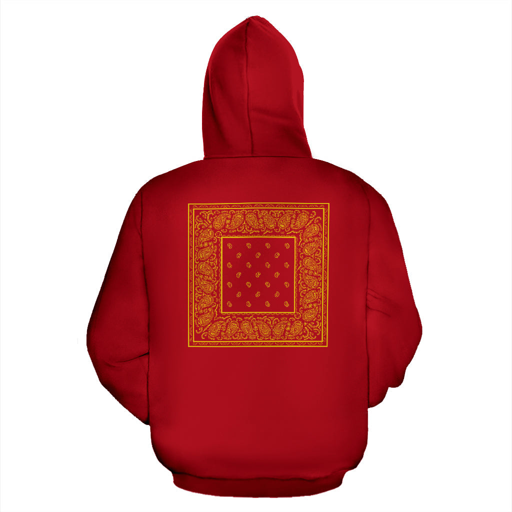 Red and Gold Bandana Line Up Pullover Hoodie